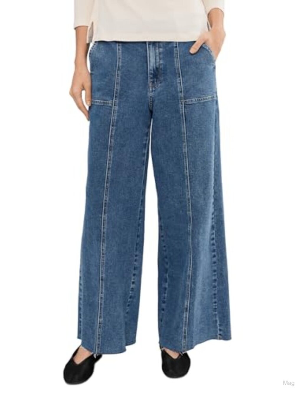 Simone High Rise Wide Leg Relaxed Jeans Raw Hem 30 Inseam